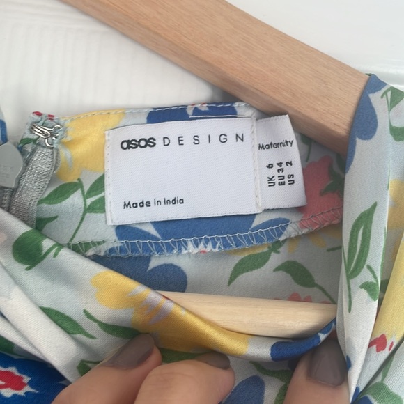 ASOS | HIGH NECK FLORAL MATERNITY DRESS Sz 6 - Picture 7 of 8